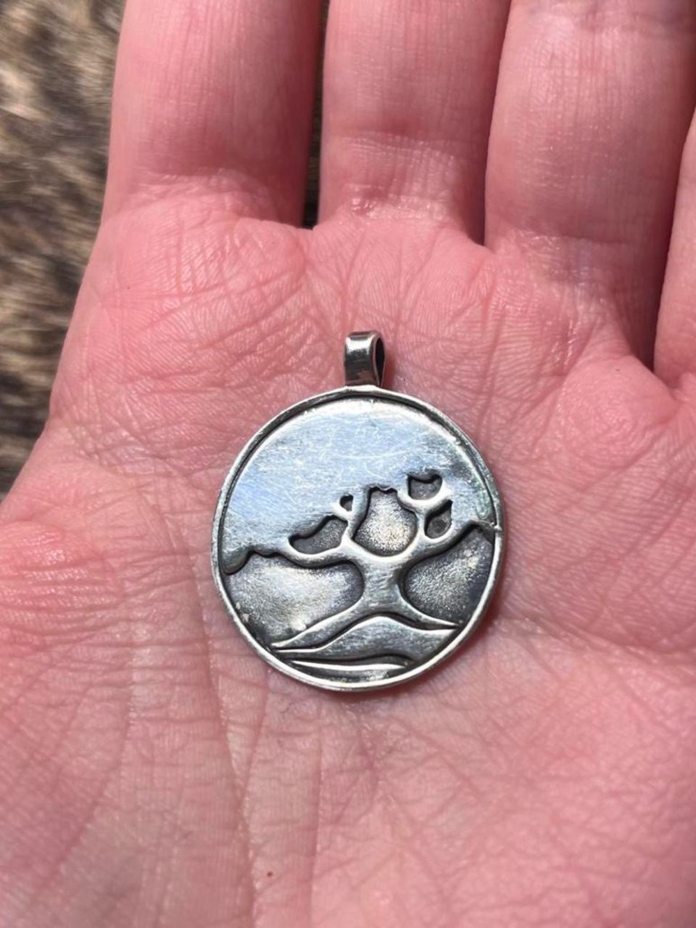 Sterling silver round tree pendant